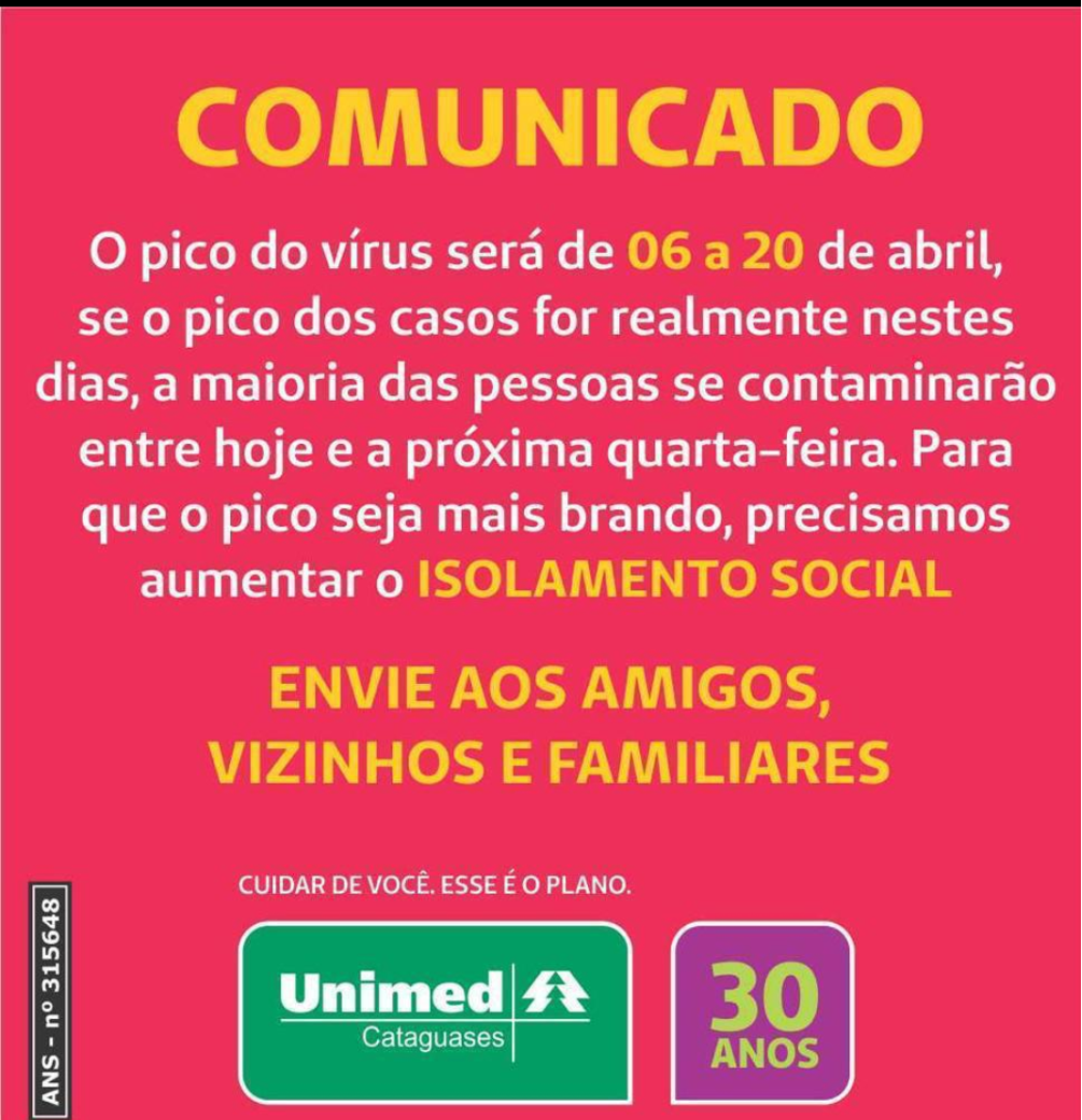 Comunicado fake distribuído com o uso do nome da Unimed